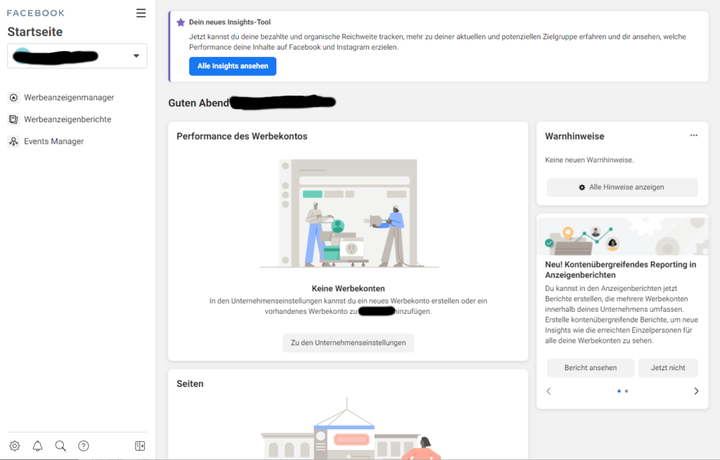 Startseite Facebook Business Manager