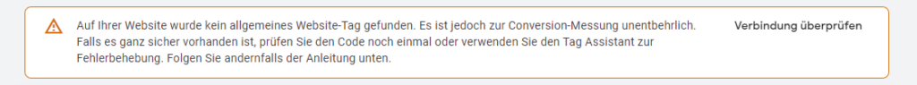 Kein allgemeines Website-Tag gefunden