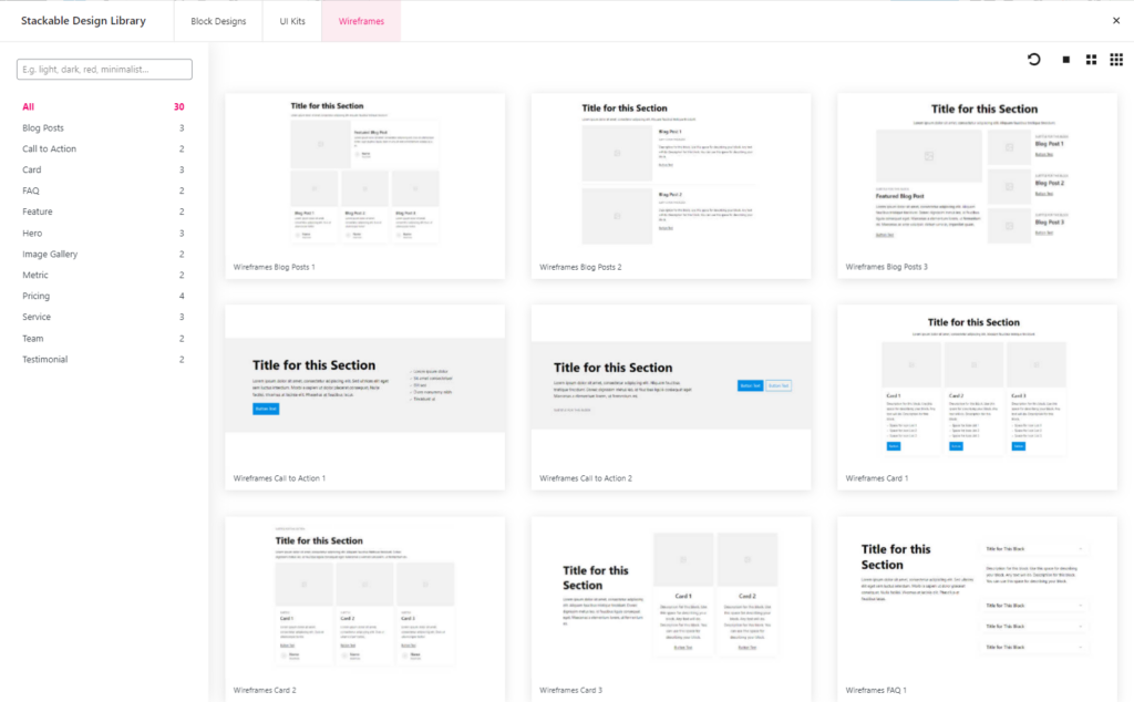Stackable Wireframes