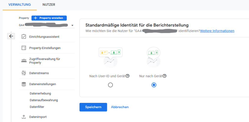 Standardmäßige Identität für die Berichterstellung 