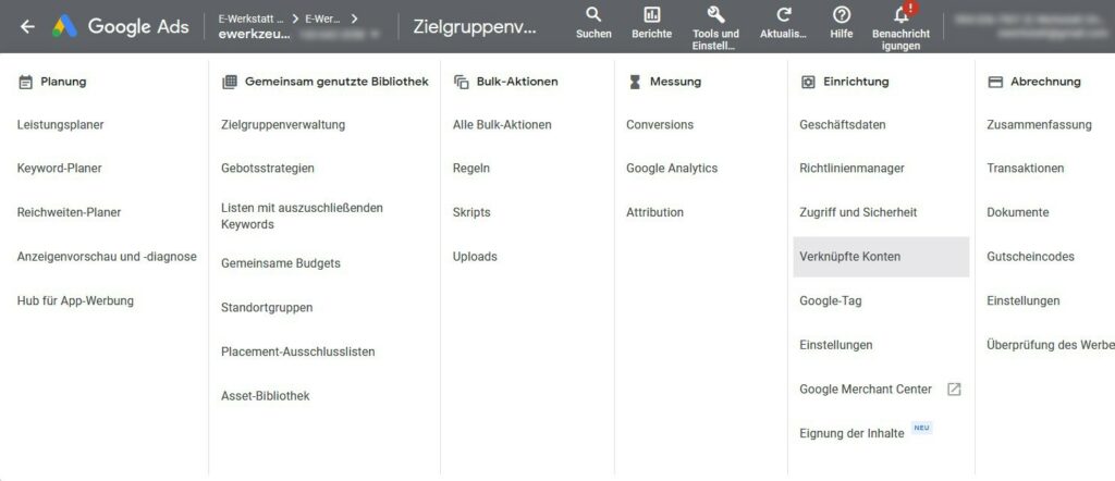 Google Ads Konten verknüpfen