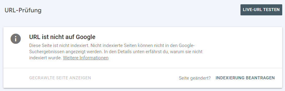 URL ist nicht auf Google