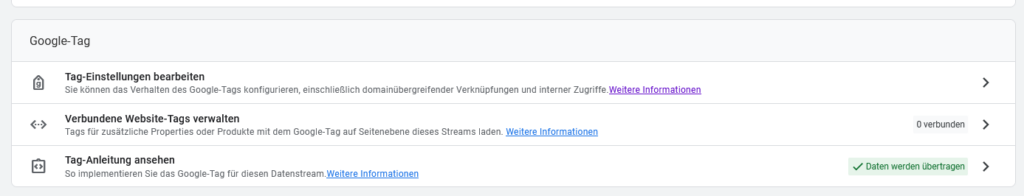 Tag Einstellungen
