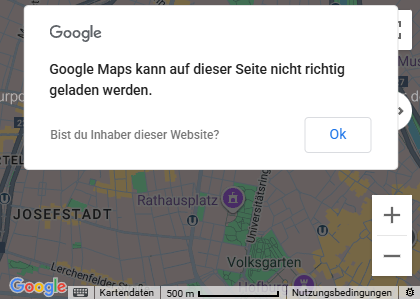 Google Maps kann nicht richtig geladen werden