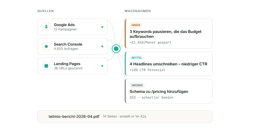 tellmio: Warum Google-Ads- und SEO-Analysen so viel Zeit fressen – und was ich dagegen baue